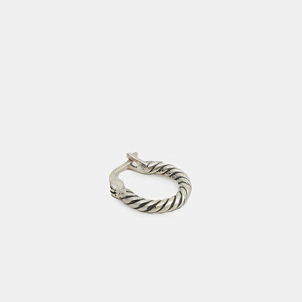 Silver Twist Hoop Earring