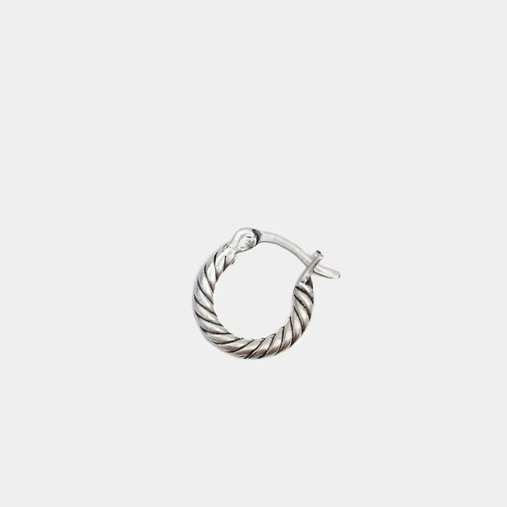 Silver Twist Hoop Earring