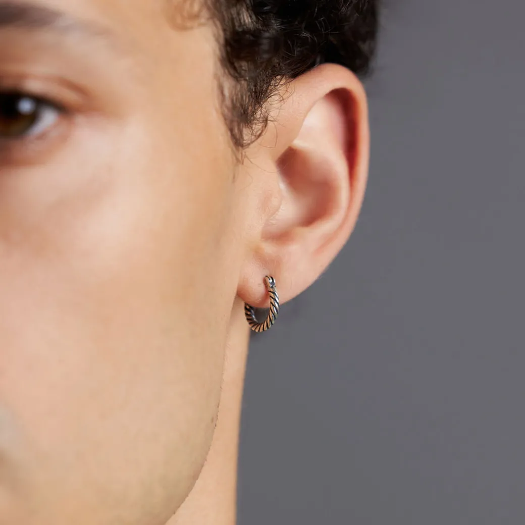 Silver Twist Hoop Earring