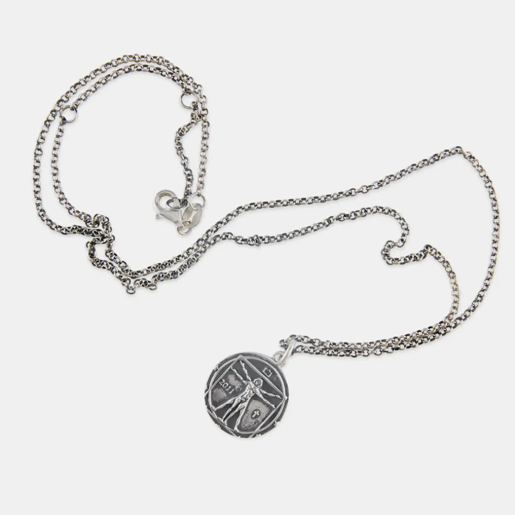 Silver Vitruvian Man Necklace